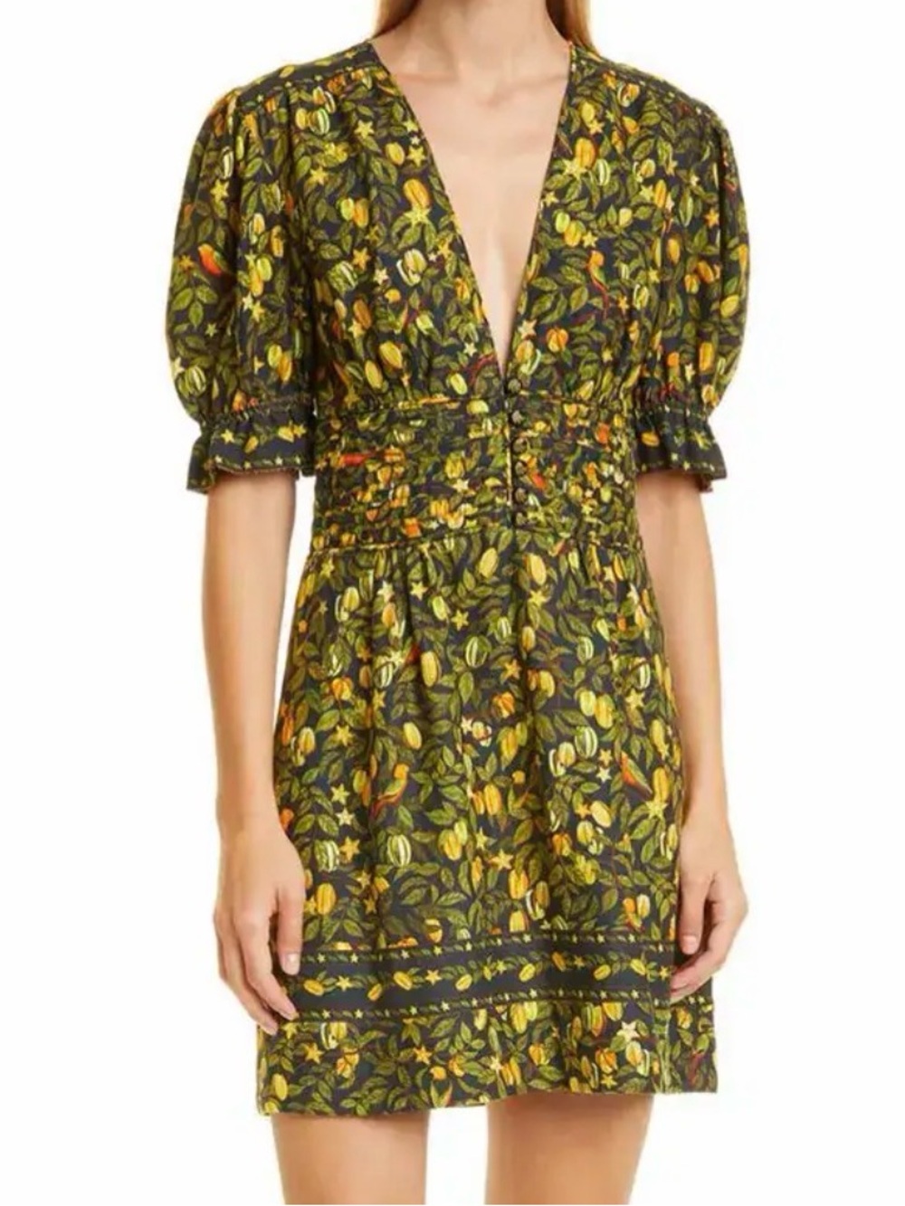 FARM Rio Star Fruit Linen Blend Mini Dress
